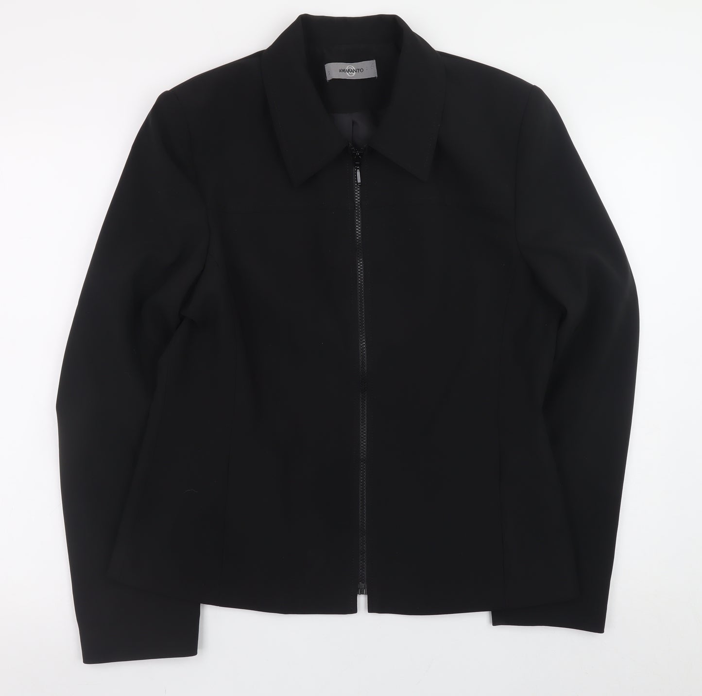 Amaranto Women Black Size 14 Slim Fit Full Zip Jacket