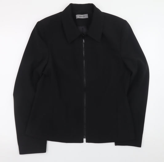 Amaranto Women Black Size 14 Slim Fit Full Zip Jacket