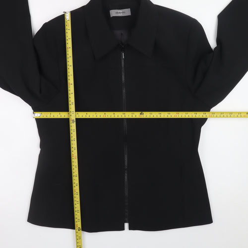 Amaranto Women Black Size 14 Slim Fit Full Zip Jacket