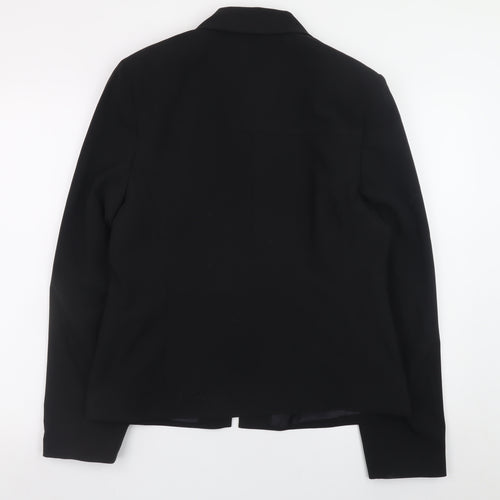 Amaranto Women Black Size 14 Slim Fit Full Zip Jacket