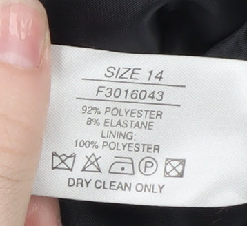 Amaranto Women Black Size 14 Slim Fit Full Zip Jacket