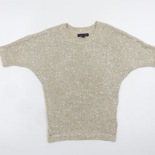 Tommy Hilfiger Teens Beige Sequin Knit Cropped Blouse Size 8