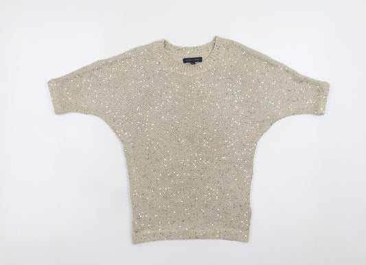 Tommy Hilfiger Teens Beige Sequin Knit Cropped Blouse Size 8