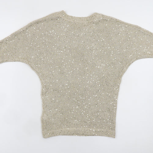 Tommy Hilfiger Teens Beige Sequin Knit Cropped Blouse Size 8