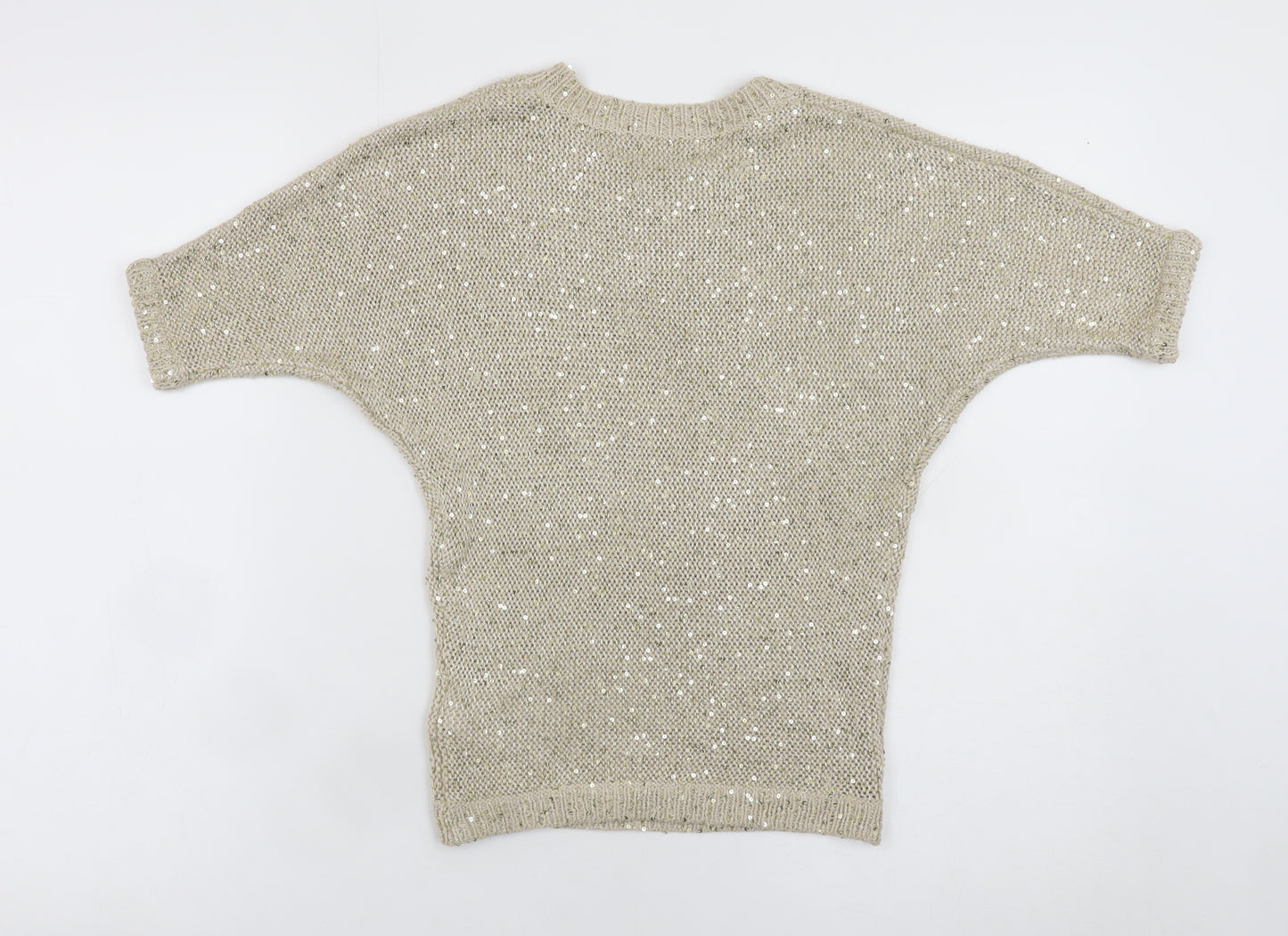 Tommy Hilfiger Teens Beige Sequin Knit Cropped Blouse Size 8