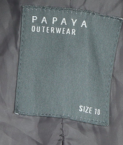 Papaya Womens Grey Long Faux Fur Overcoat Size 10 Winter Warm