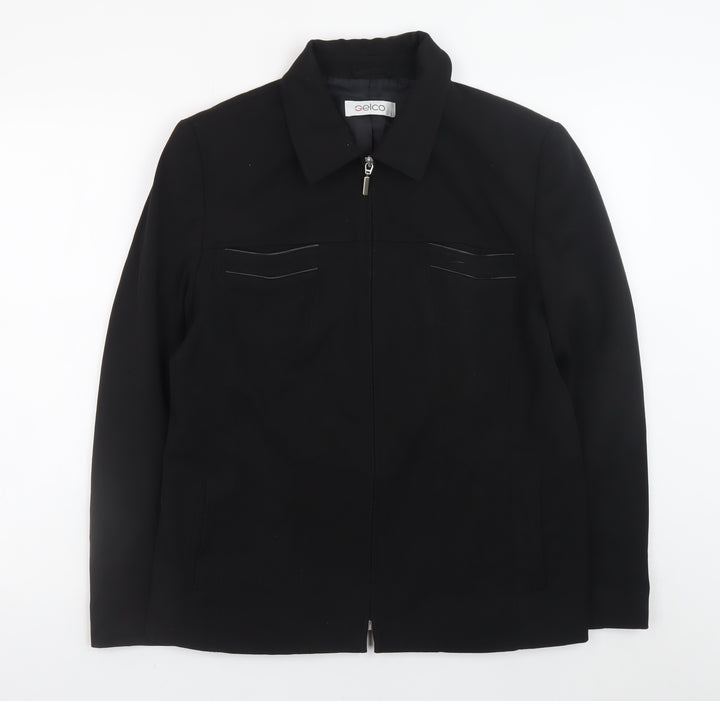 Gelco Womens Black Size 14 Full Zip Collared Jacket