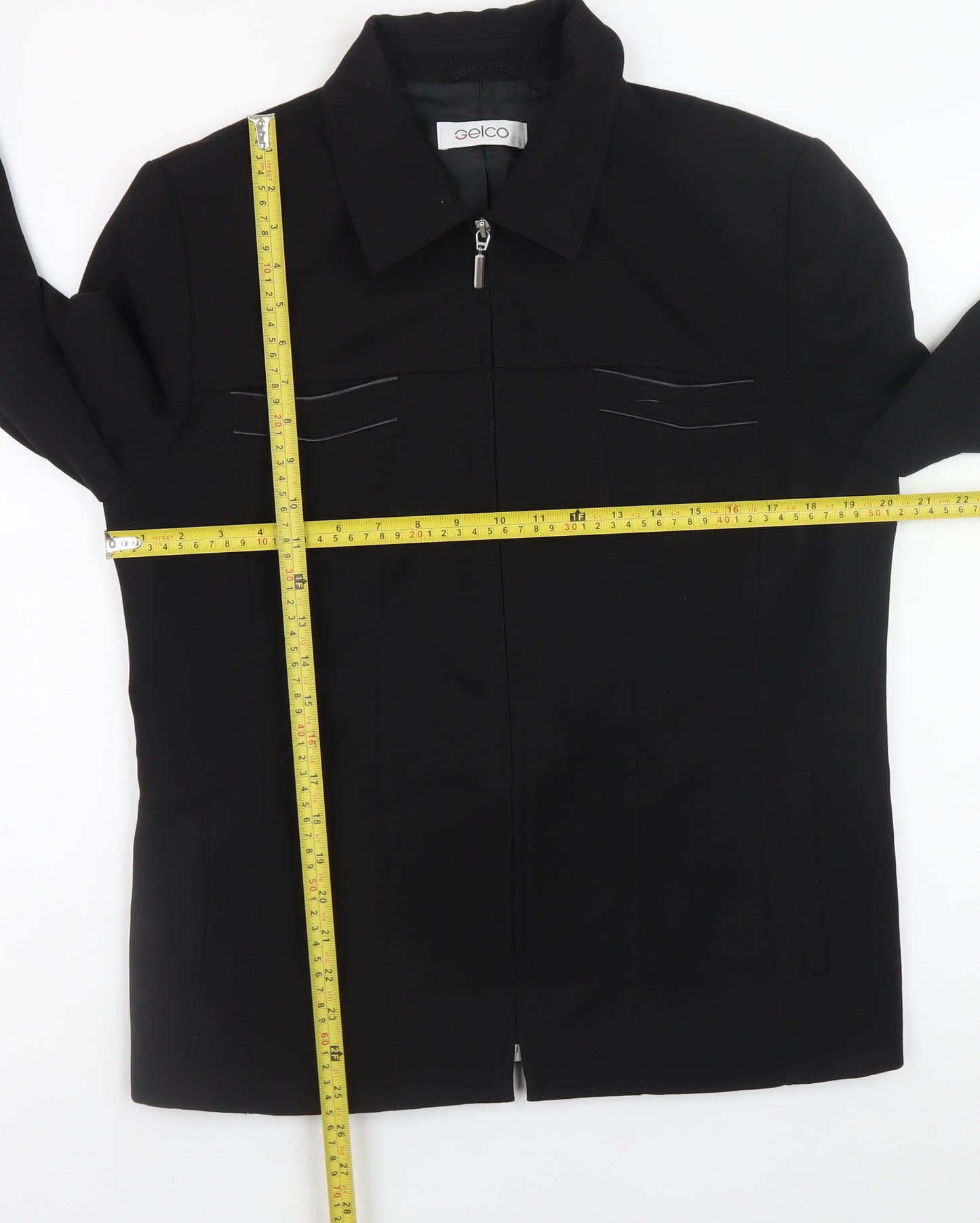 Gelco Womens Black Size 14 Full Zip Collared Jacket