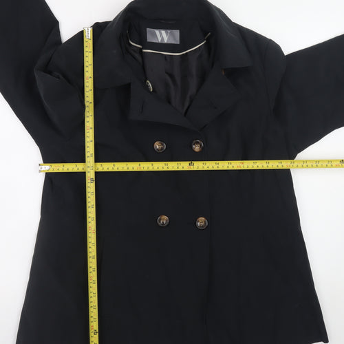 BHS Women Black Size 18 Pea Coat Cotton Blend Mid-Length Jacket