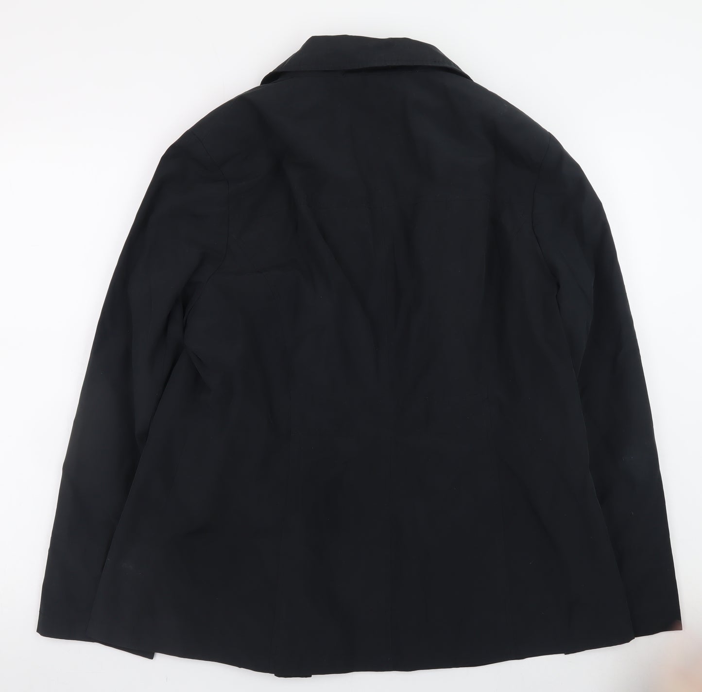 BHS Women Black Size 18 Pea Coat Cotton Blend Mid-Length Jacket