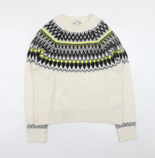 Marks and Spencer Women Ivory Fair Isle Knit Jumper Size S