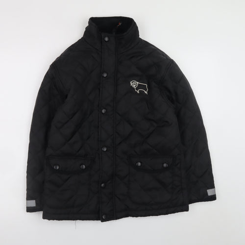Result Boys Black Quilted Showerproof Jacket 9-10 Years Lightweight Lined