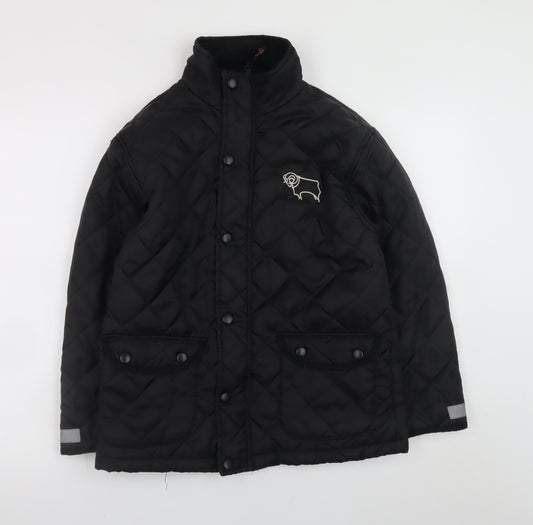 Result Boys Black Quilted Showerproof Jacket 9-10 Years Lightweight Lined