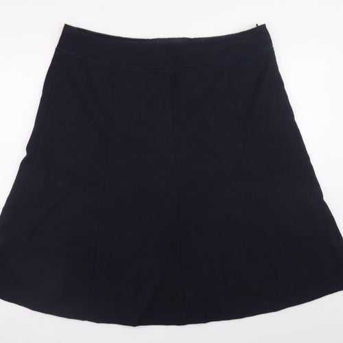Laura Ashley Women Black Wool A-Line Knee Length Skirt UK18