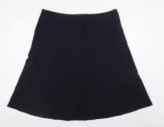 Laura Ashley Women Black Wool A-Line Knee Length Skirt UK18