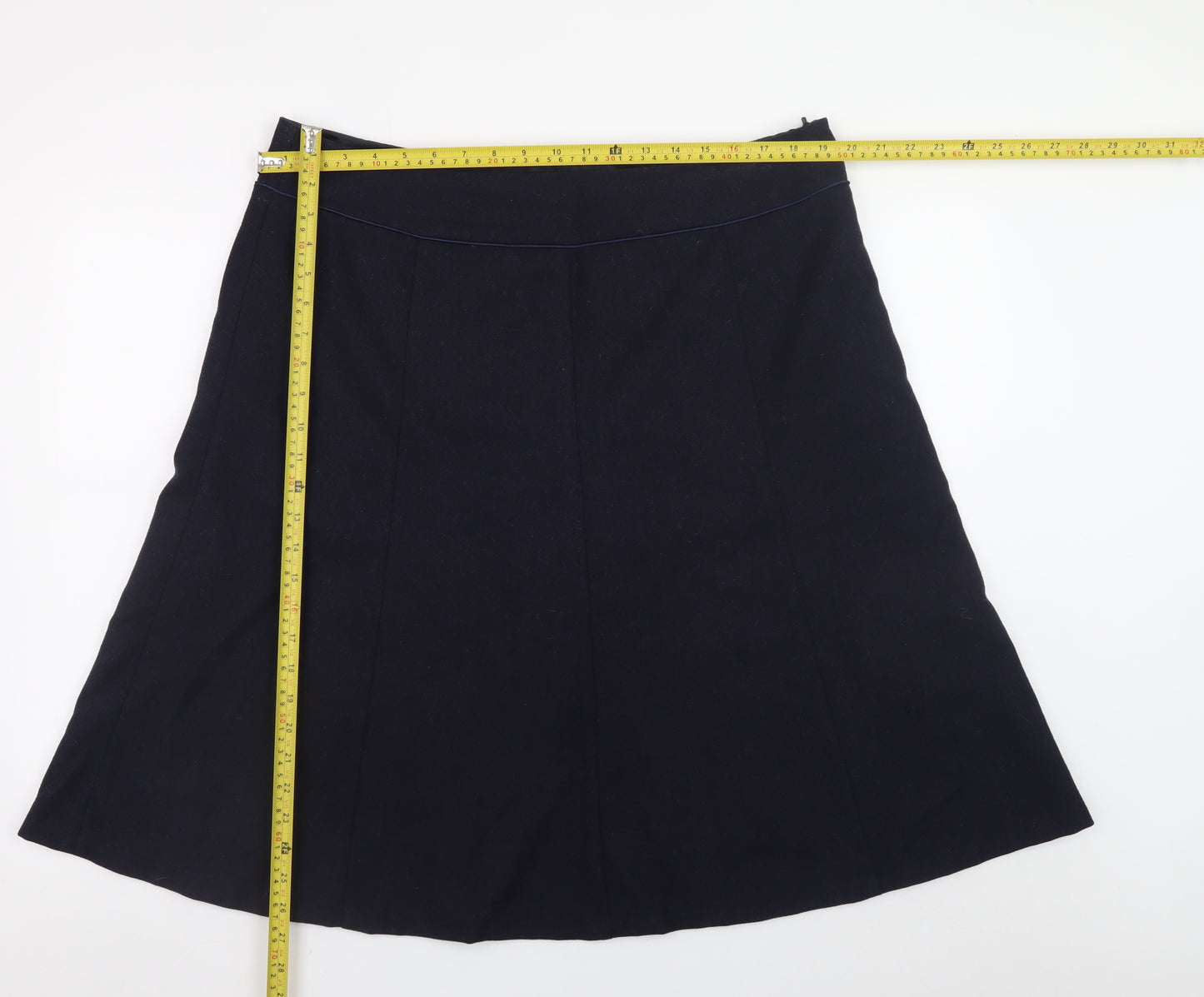 Laura Ashley Women Black Wool A-Line Knee Length Skirt UK18