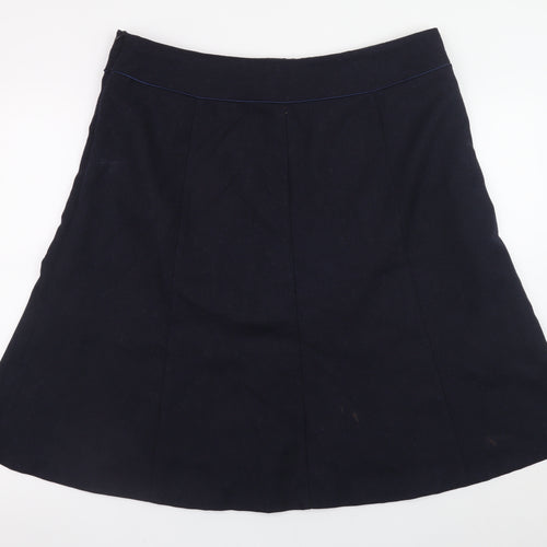 Laura Ashley Women Black Wool A-Line Knee Length Skirt UK18