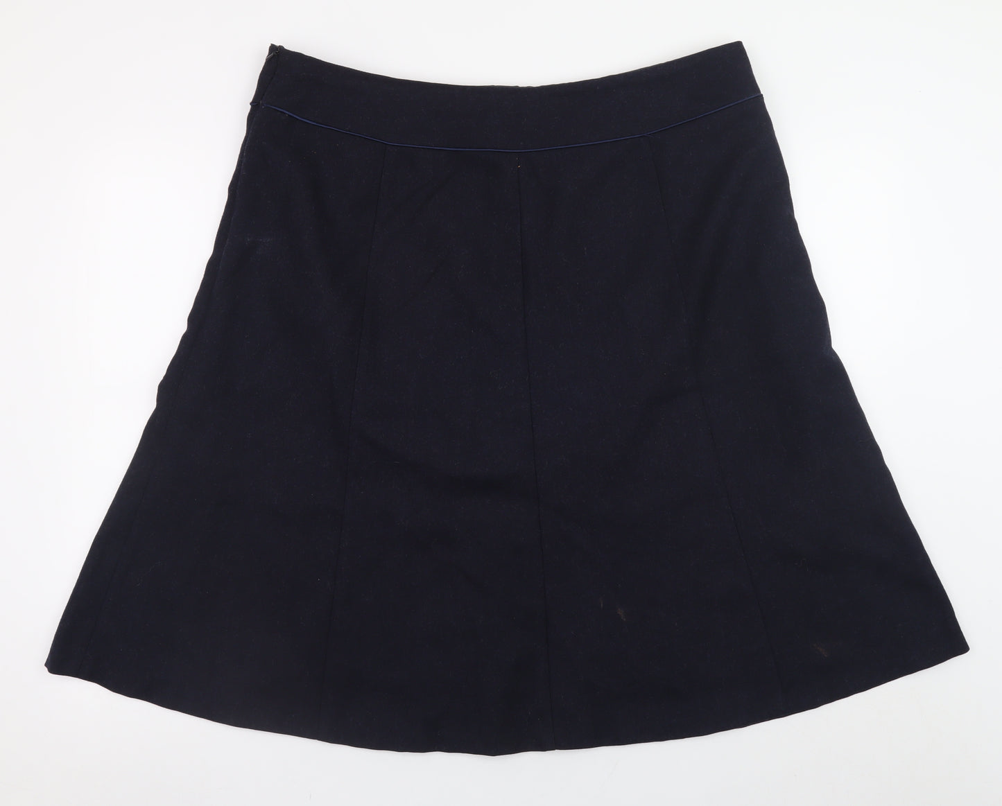 Laura Ashley Women Black Wool A-Line Knee Length Skirt UK18