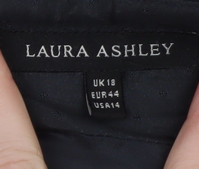 Laura Ashley Women Black Wool A-Line Knee Length Skirt UK18