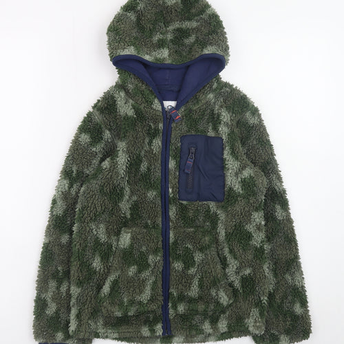 FatFace Boys Green Camouflage Fleece Full Zip Hoodie 8-9 Years
