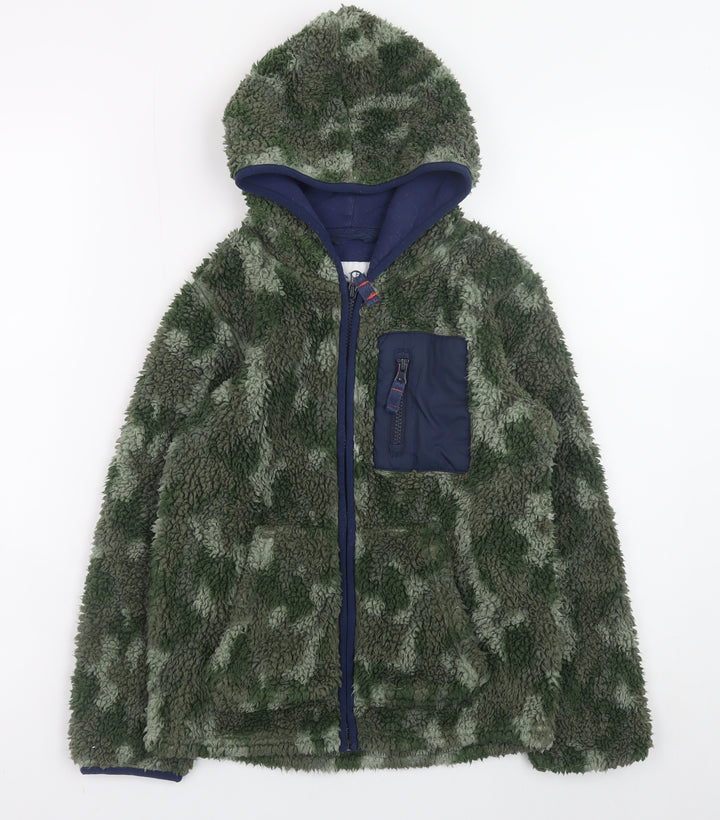 FatFace Boys Green Camouflage Fleece Full Zip Hoodie 8-9 Years