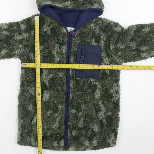 FatFace Boys Green Camouflage Fleece Full Zip Hoodie 8-9 Years