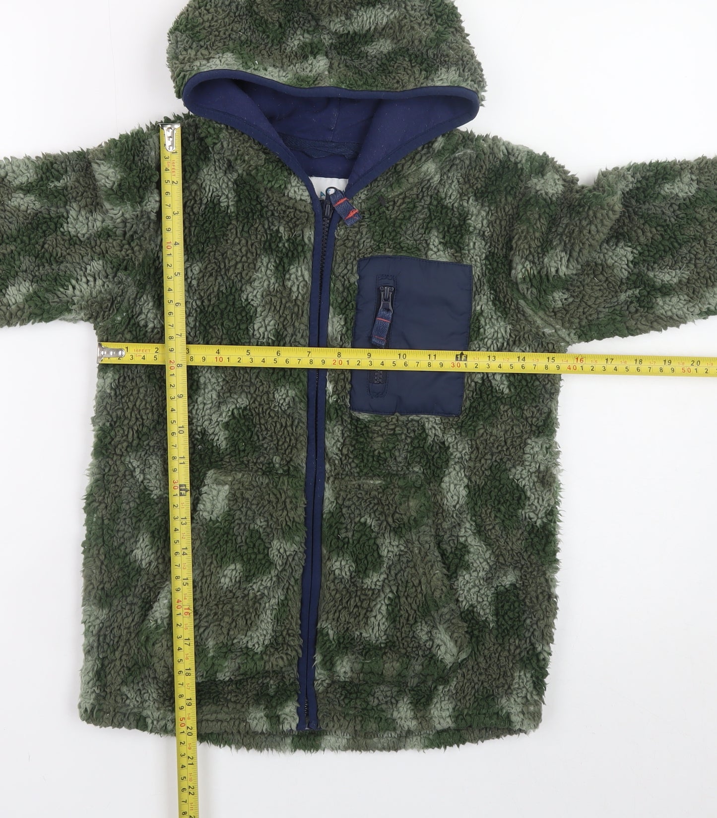 FatFace Boys Green Camouflage Fleece Full Zip Hoodie 8-9 Years