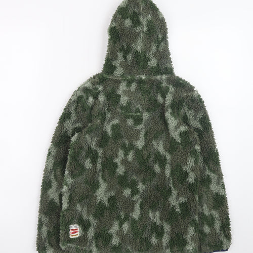 FatFace Boys Green Camouflage Fleece Full Zip Hoodie 8-9 Years
