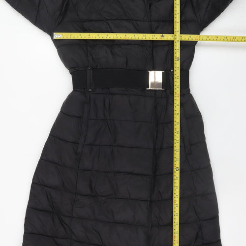 F&F Women's Black Long Belted Puffer Coat Size 6