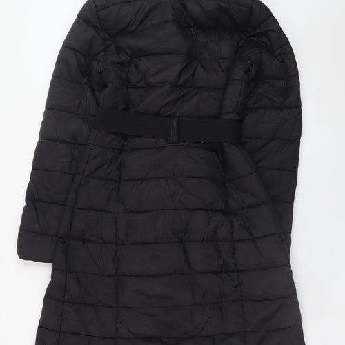 F&F Women's Black Long Belted Puffer Coat Size 6