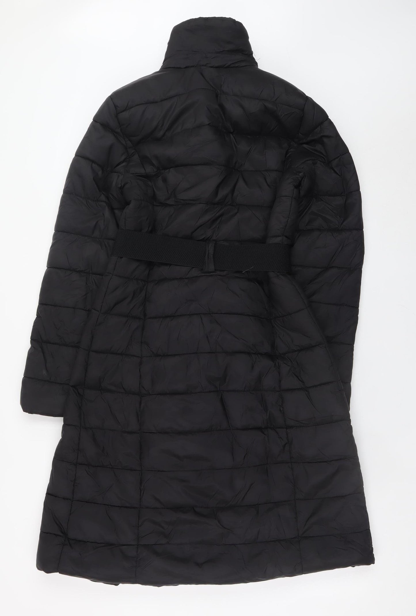 F&F Women's Black Long Belted Puffer Coat Size 6