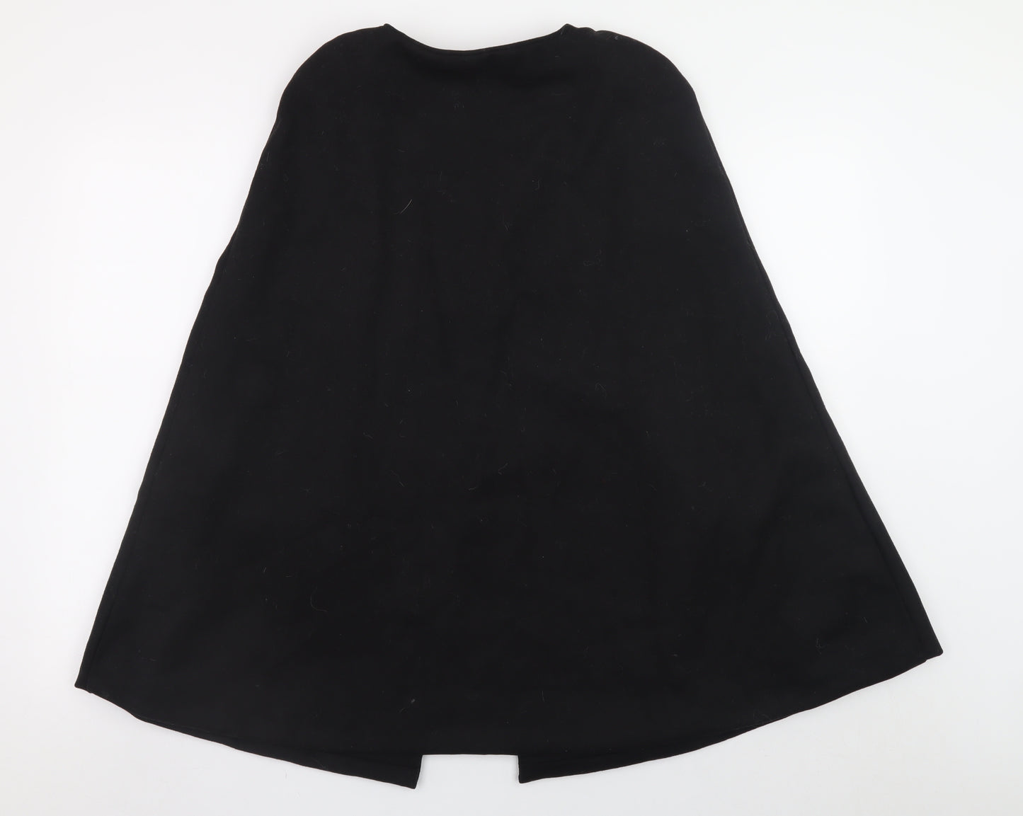 mlduoshifashion Women's Black Mid-Length Button Cape Coat Size S