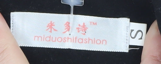 mlduoshifashion Women's Black Mid-Length Button Cape Coat Size S