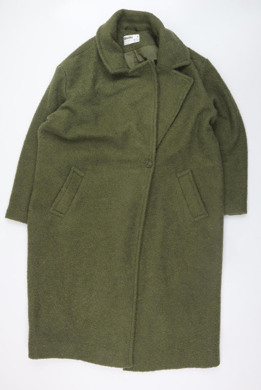 Primark Rita Ora Green Wool Blend Women's Long Overcoat Size M 12-14