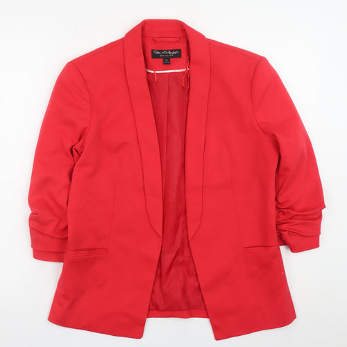 Miss Selfridge Women Red Blazer Jacket UK 10 Regular Fit Mid-Length
