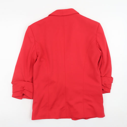 Miss Selfridge Women Red Blazer Jacket UK 10 Regular Fit Mid-Length