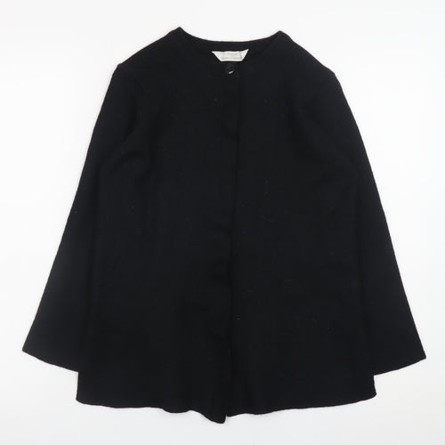 Marks and Spencer Women’s Black Wool Collarless Mid-Length Coat Size 12