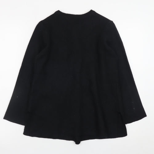 Marks and Spencer Women’s Black Wool Collarless Mid-Length Coat Size 12