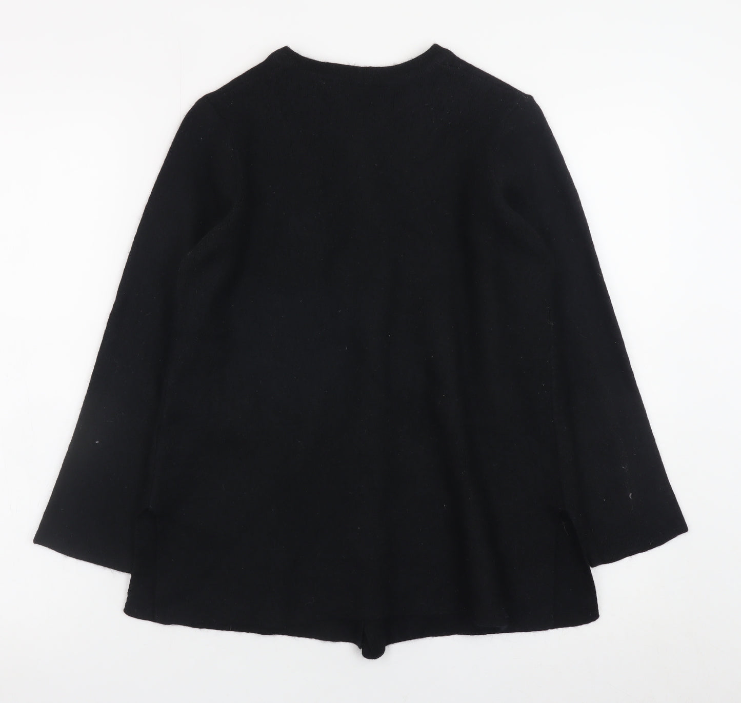 Marks and Spencer Women’s Black Wool Collarless Mid-Length Coat Size 12