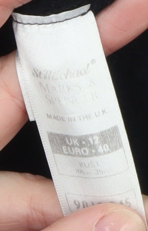 Marks and Spencer Women’s Black Wool Collarless Mid-Length Coat Size 12