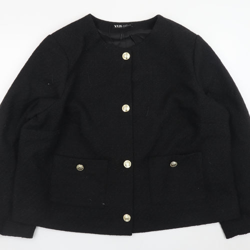 Yours Women Black Buttoned Long Sleeve Short Jacket UK 22-24