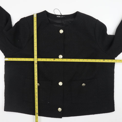 Yours Women Black Buttoned Long Sleeve Short Jacket UK 22-24