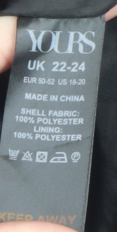 Yours Women Black Buttoned Long Sleeve Short Jacket UK 22-24