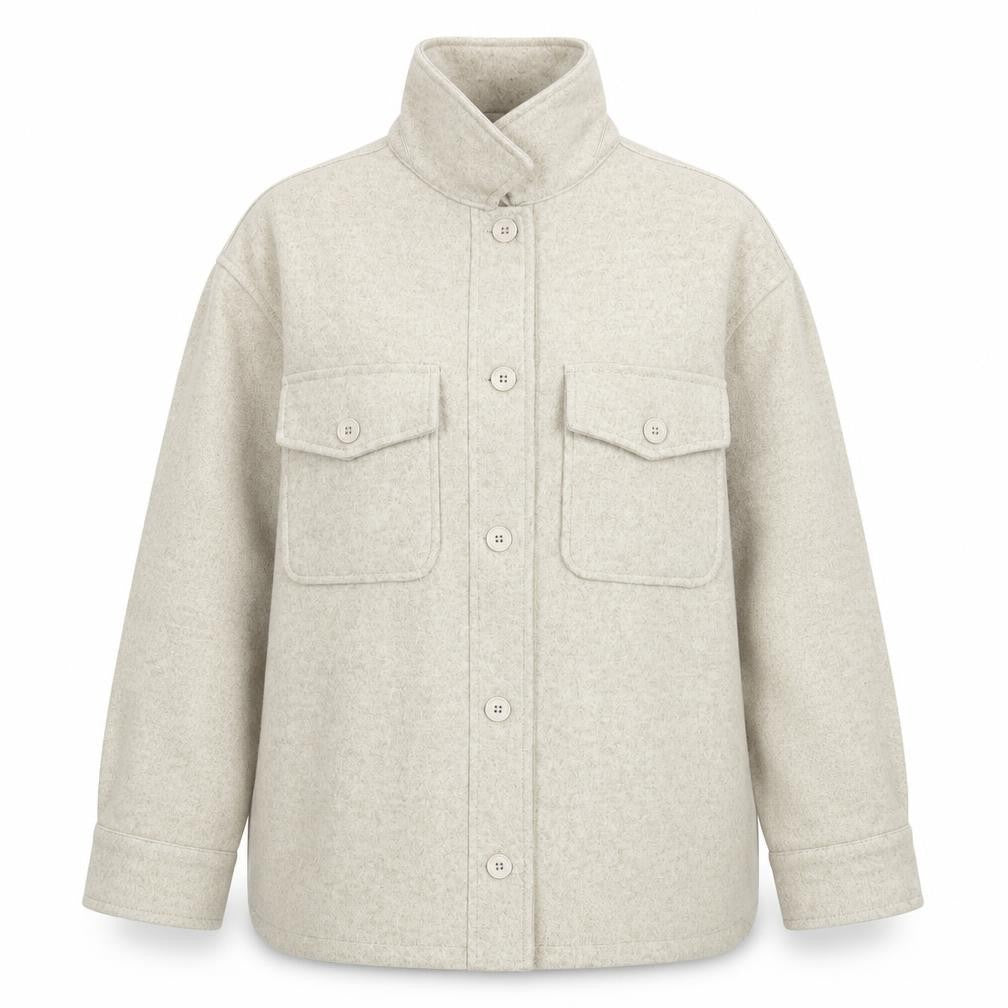 Front view of New Look Women Grey Wool-Blend Button Jacket UK 12