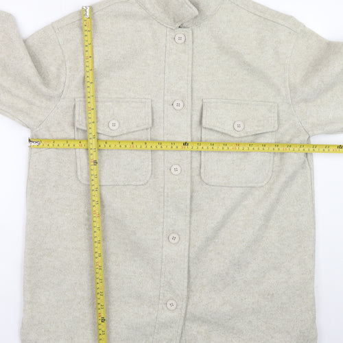 New Look Women Grey Wool-Blend Button Jacket UK 12