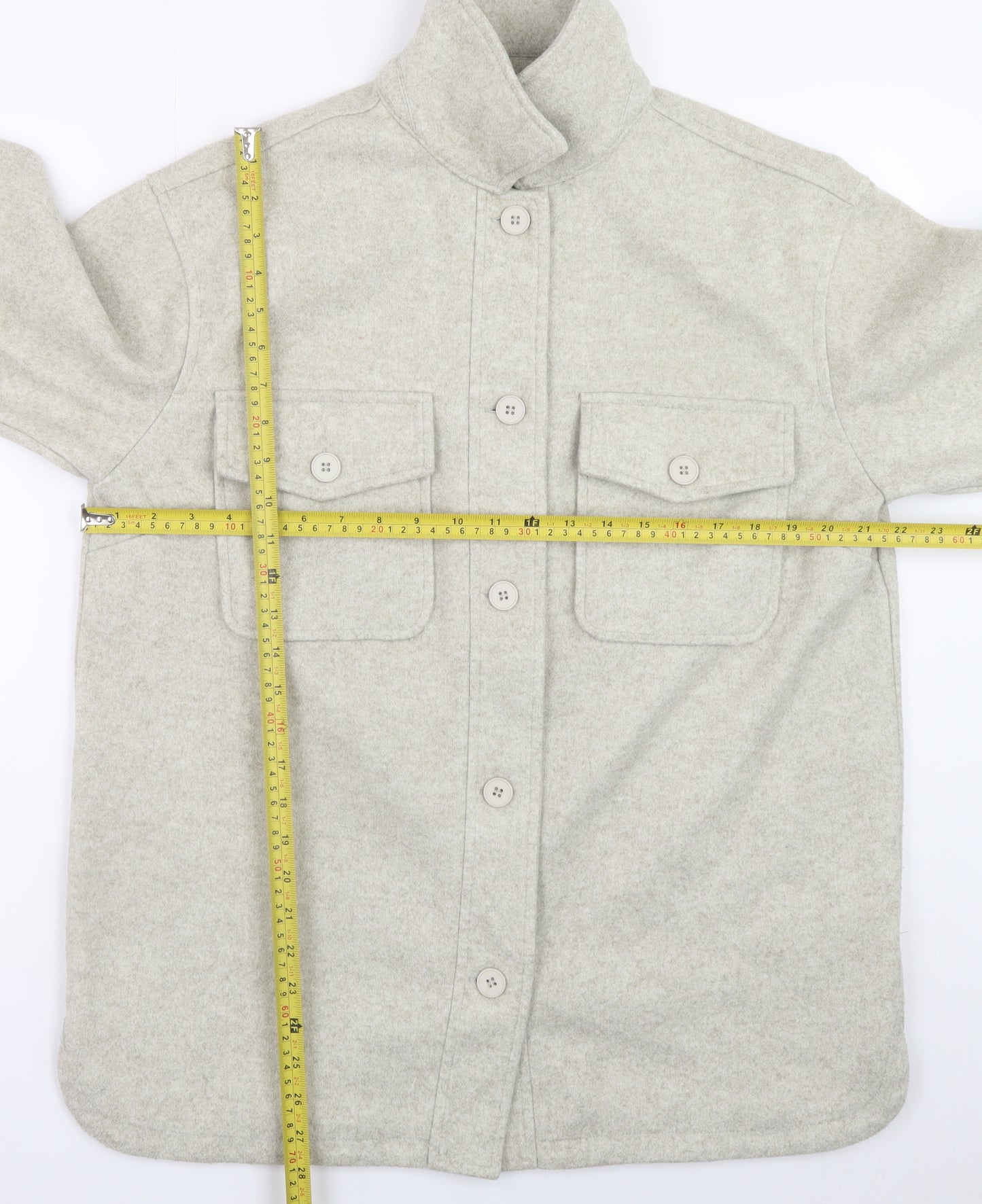 New Look Women Grey Wool-Blend Button Jacket UK 12