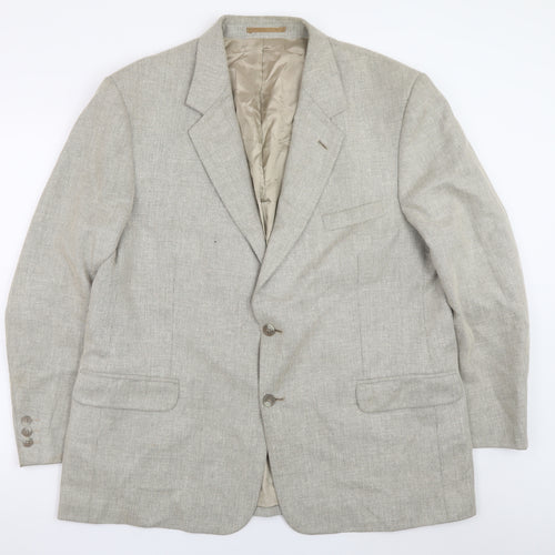 Brook Taverner Womens Beige Wool Blend Blazer Jacket Size 16 Classic Fit