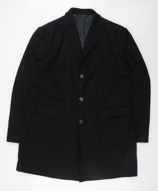 Next Men’s Black Wool Blend Tailored Overcoat XL Classic Formal