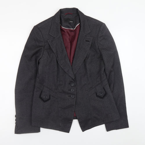 Next Women's Grey Classic Blazer Size 12 Lined Work Jacket