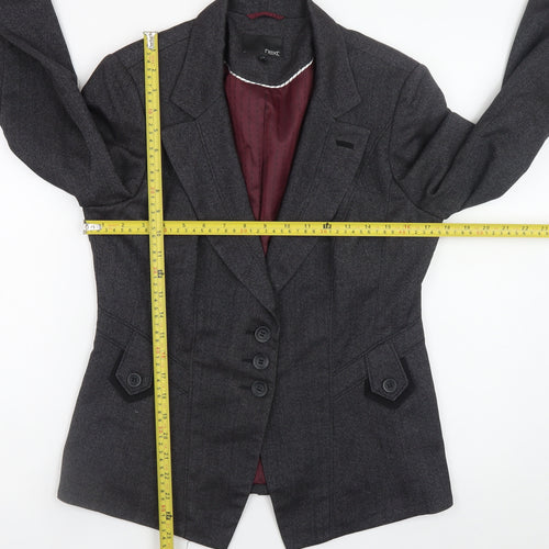 Next Women's Grey Classic Blazer Size 12 Lined Work Jacket